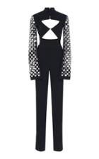 David Koma Mock Neck Cut Out Cady Jumpsuit