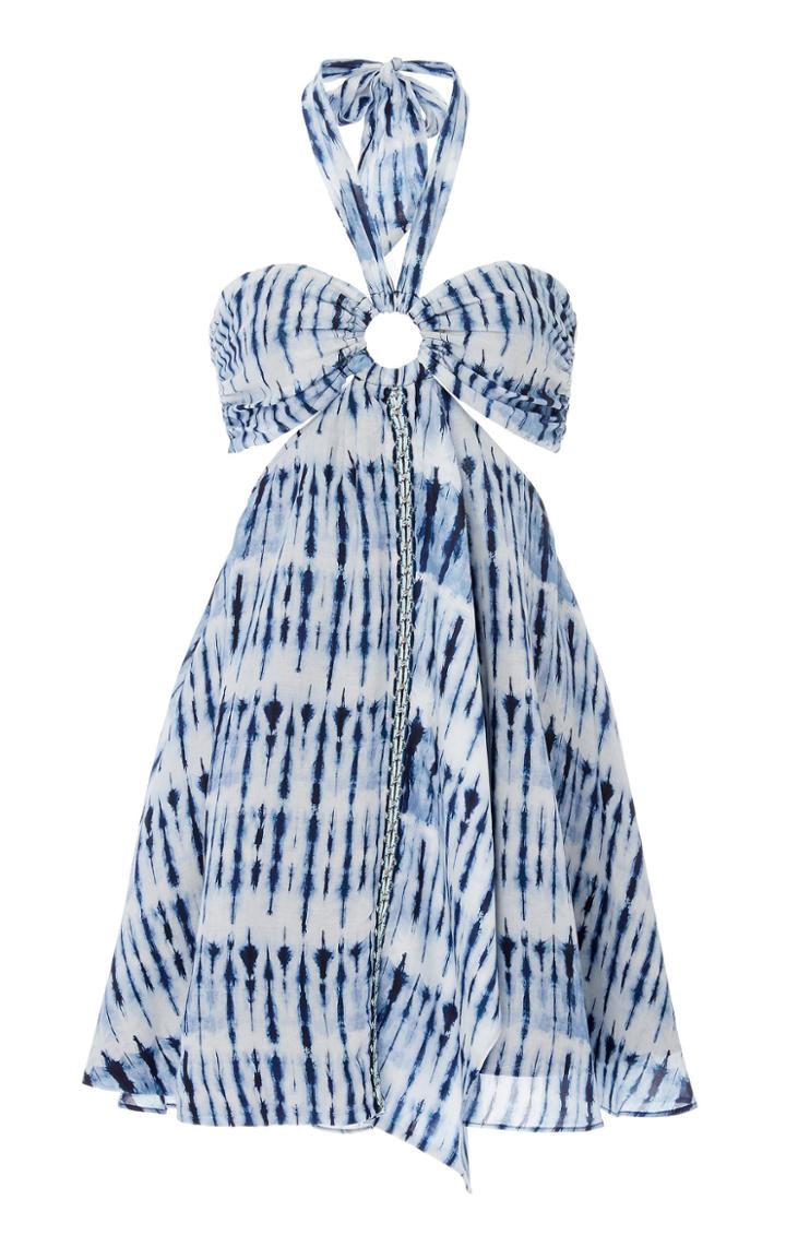 Jonathan Simkhai Hawaiian Printed Voile Halter Mini Dress