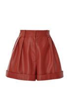 Moda Operandi Valentino Cuffed High-rise Leather Mini Shorts Size: 36