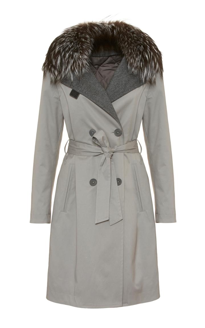 Fabiana Filippi Fur Collar Trench Coat