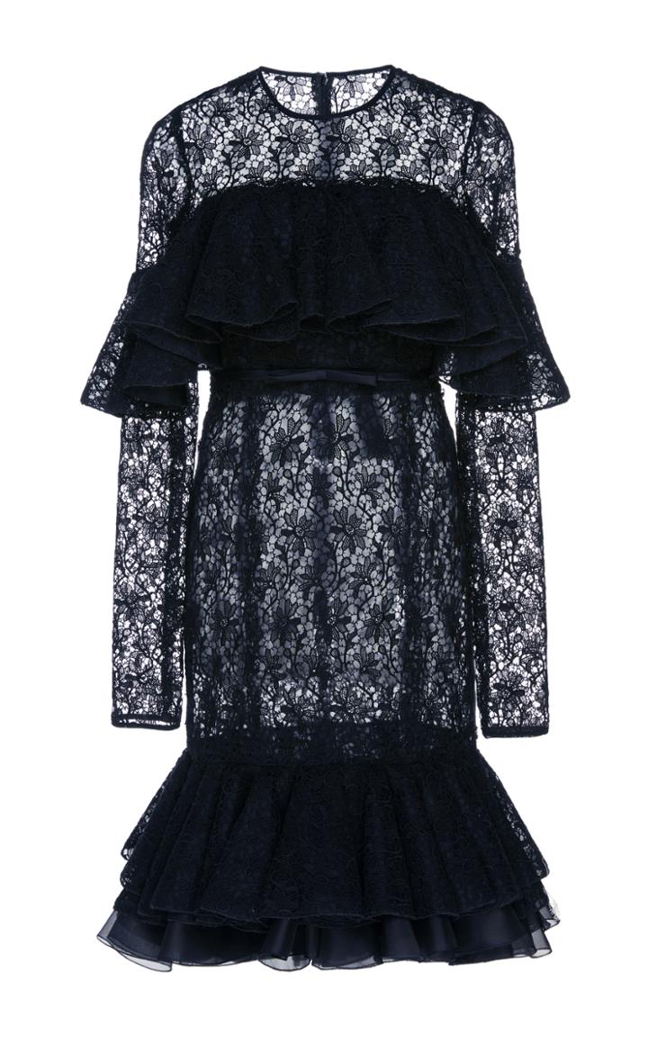 Giambattista Valli Floral Embroidered Long Sleeve Dress
