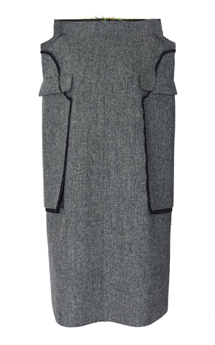 Maison Margiela Two-tone Deconstructed Wool Dress