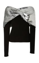 Monse Embellished Twist Shawl Sweater