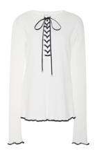 Adeam Ribbed Lace Up Henley Top