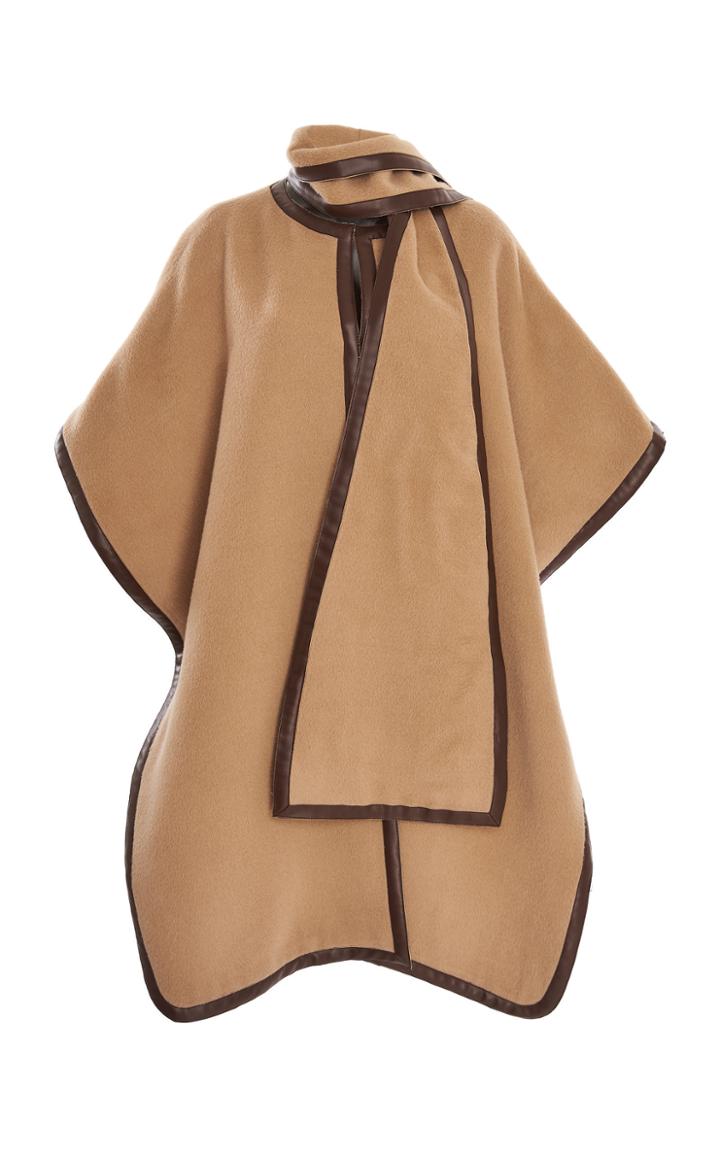 Alberta Ferretti Velour Wool-blend Layered Poncho