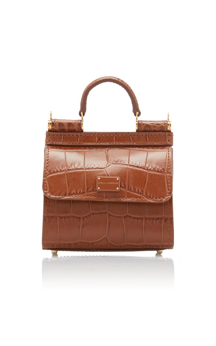Moda Operandi Dolce & Gabbana Sicily Micro Mini Croc-effect Top Handle Bag
