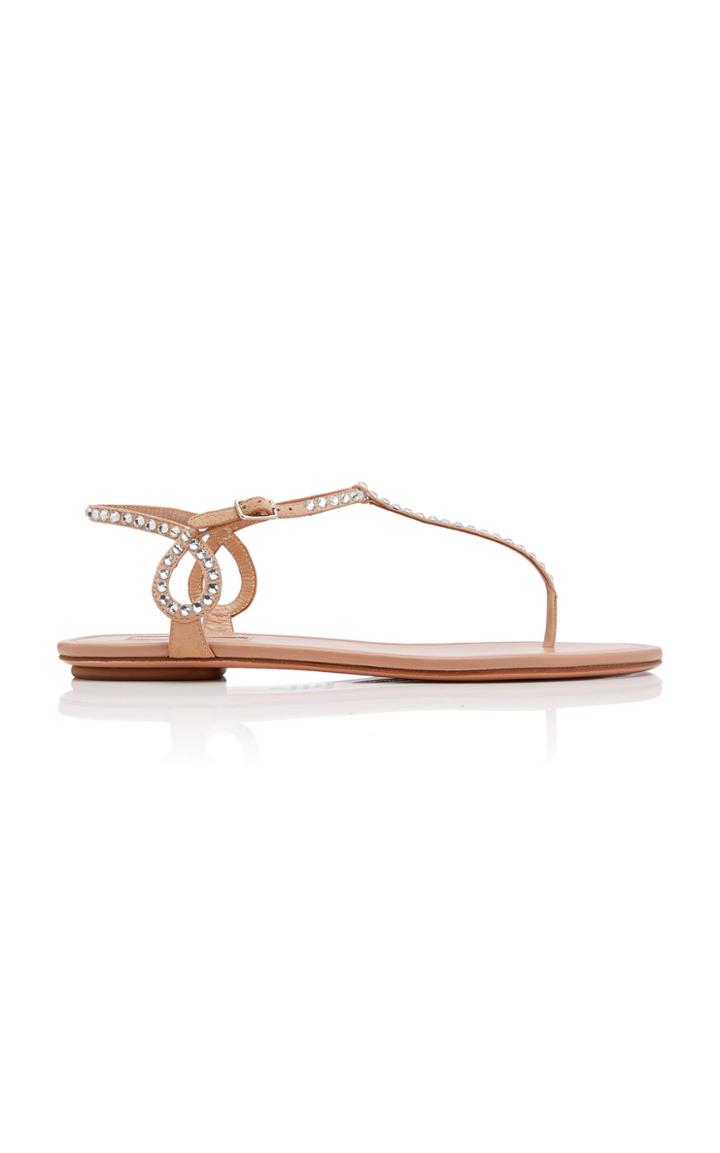 Aquazzura Almost Bare Crystal-embellished Leather Sandals