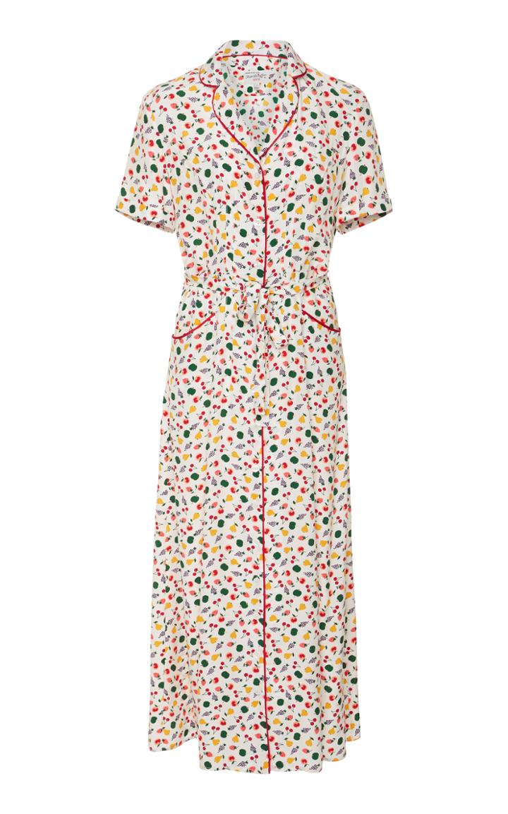 Hvn M'o Exclusive Maria Fruit Salad-print Silk Long Dress