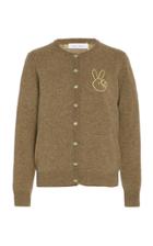 Moda Operandi Lingua Franca Peace Cashmere Cardigan With Neon Yellow Thread Size: