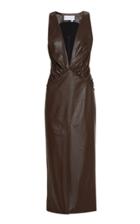 Aleksandre Akhalkatsishvili Deep-v Faux Leather Midi Dress