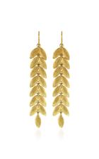 Lfrank Long Lotus Leaf 18k Yellow Gold Earrings