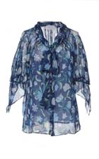 Luisa Beccaria Floral Scarf Neck Blouse