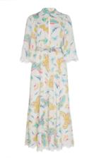 Andrew Gn Belted Butterfly Print Midi Dress