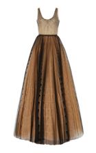 J. Mendel Embroidered Tiered Tulle Gown