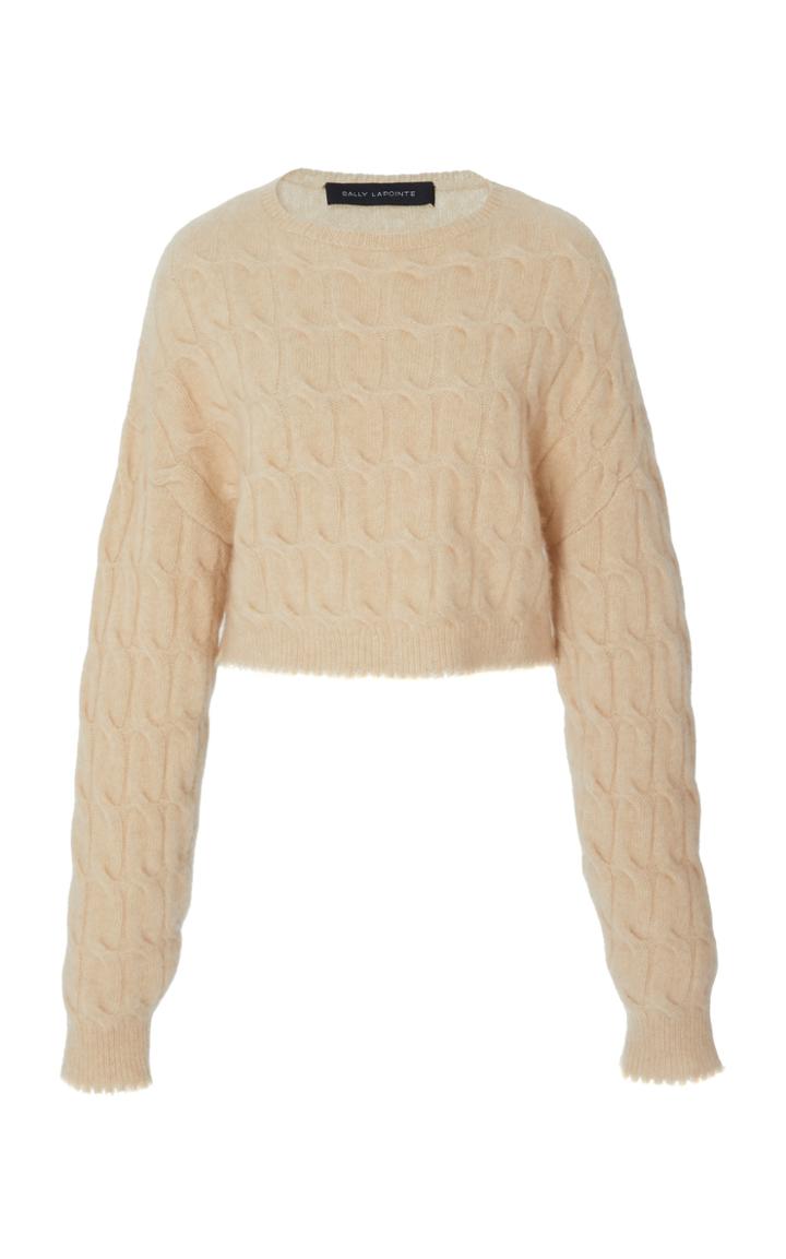 Sally Lapointe Airy Silk And Cashmere Cable-knit Cropped Sweater