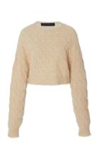 Sally Lapointe Airy Silk And Cashmere Cable-knit Cropped Sweater