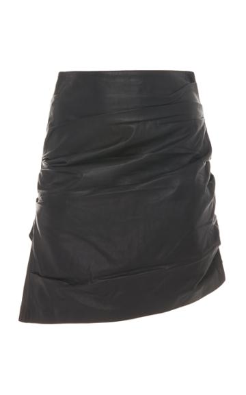 Acler Pomona Ruched Leather Skirt