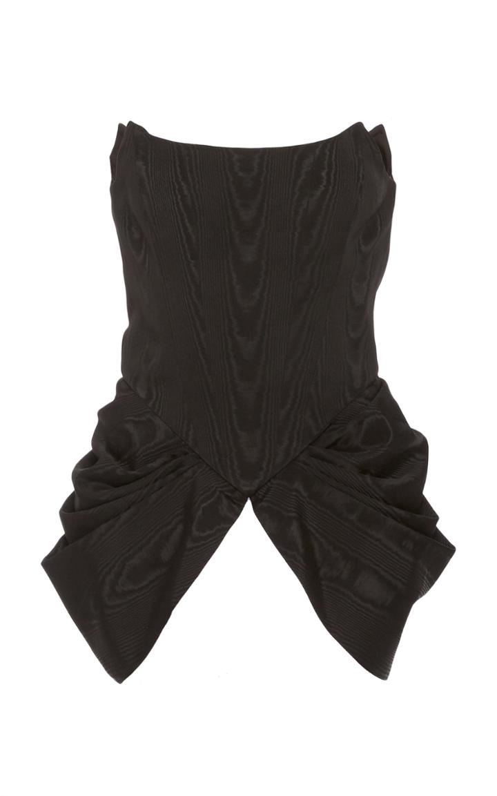 Christian Siriano Silk-blend Moire Short Sleeve Top