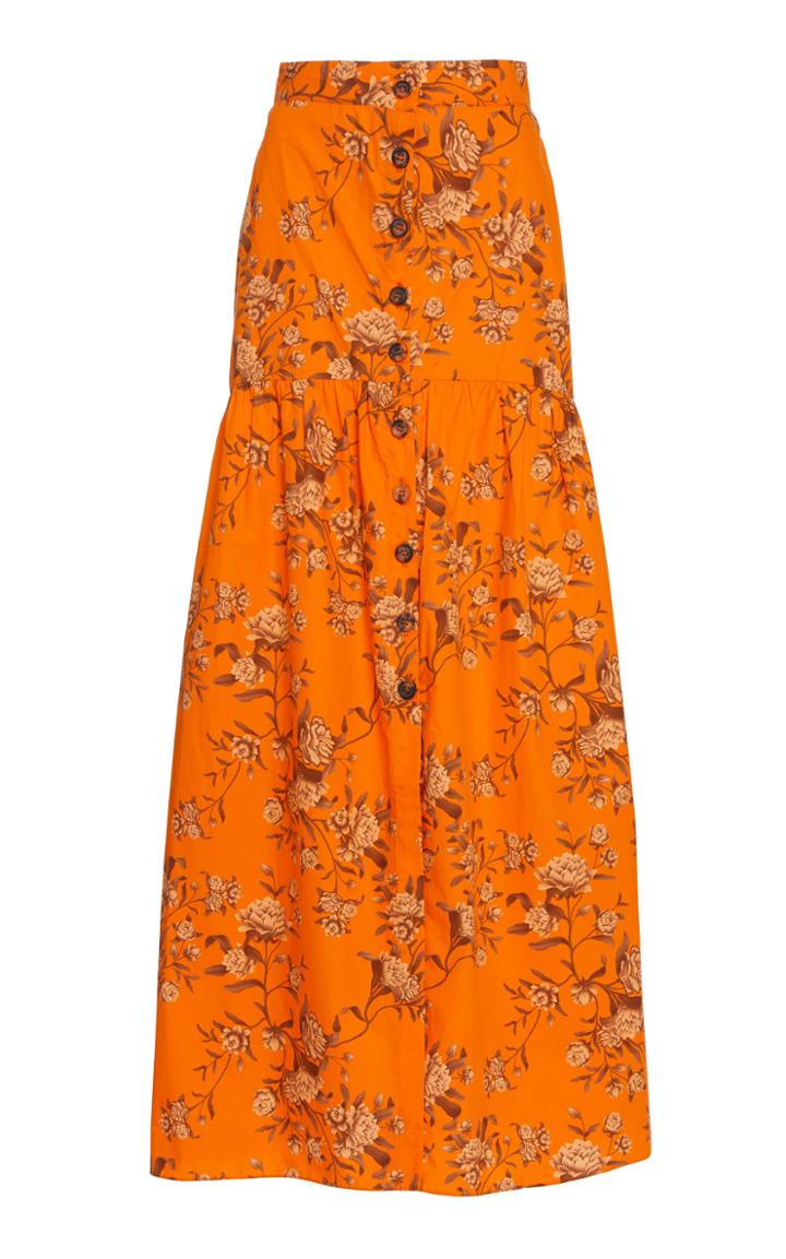 Johanna Ortiz Magritte Floral Cotton-poplin Maxi Skirt