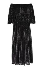 Huishan Zhang Andrea Sequin Embroidered Off-shoulder Midi Dress
