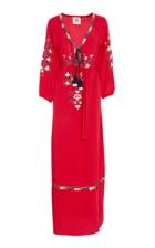 Figue Lulu Embroidered Belted Caftan Dress