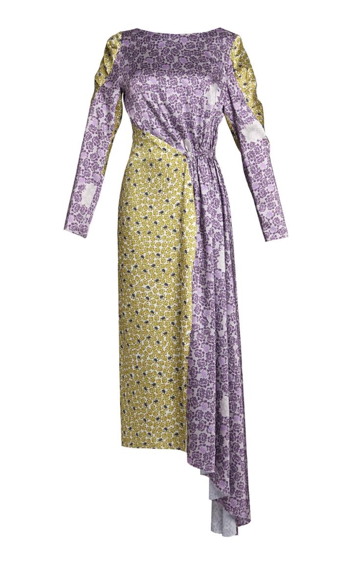 Lake Studio Satin Mixed Print Midi Dress
