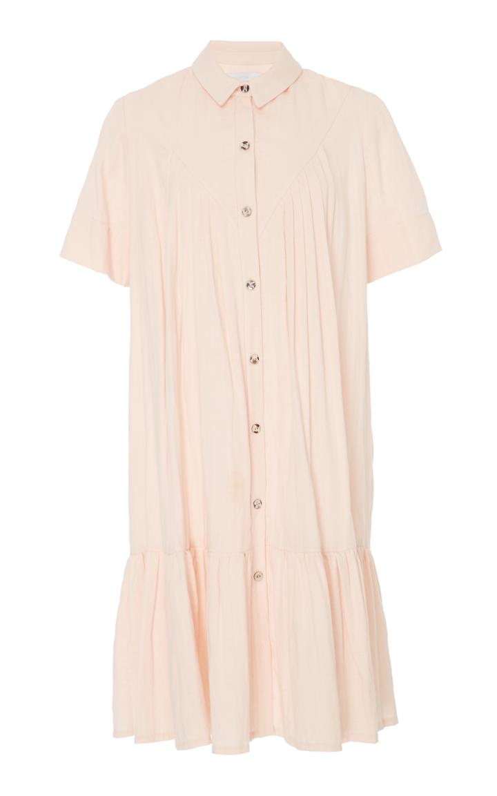 Christine Alcalay Pleated Yoke Drop Waist Dress
