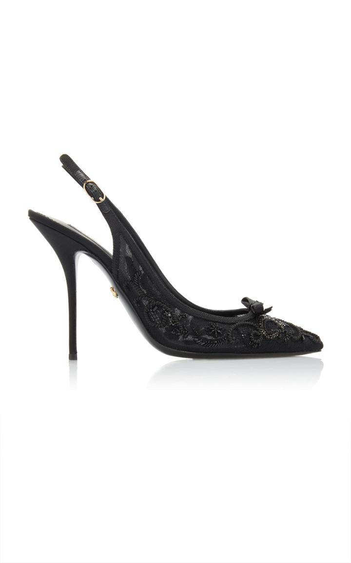 Moda Operandi Dolce & Gabbana Embroidered Mesh Pumps