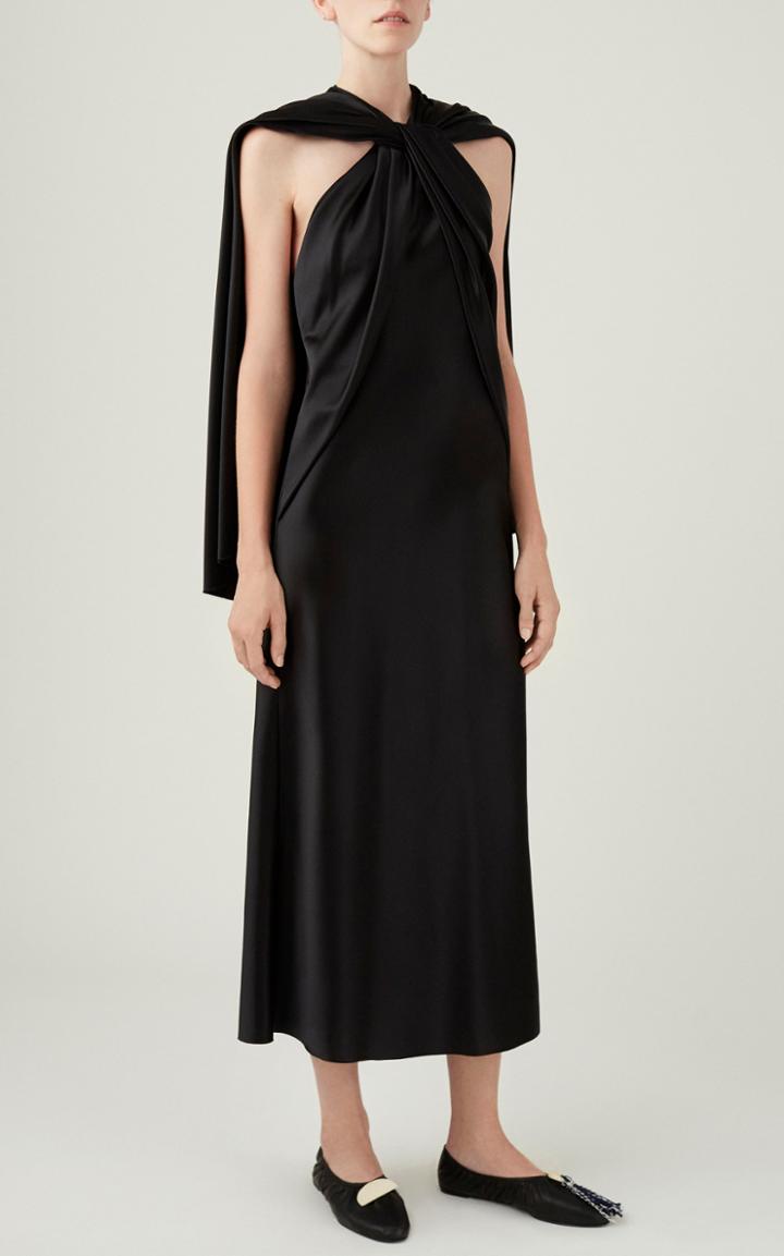 Moda Operandi Marina Moscone Twist Satin Cape Dress