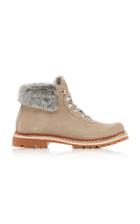 Montelliana Tonal Fur-trimmed Suede Lace-up Boots