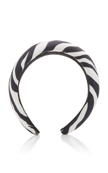 Jennifer Behr Thada Zebra-print Silk-satin Headband