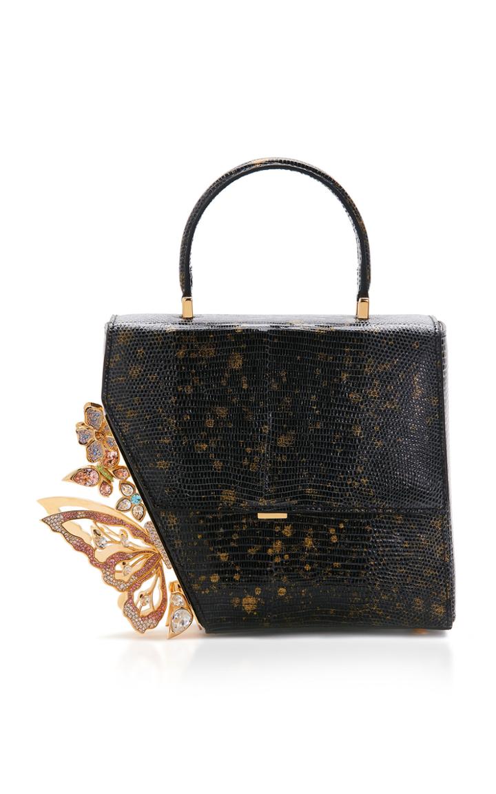 Ming Ray 24k Gold Claudia Top Handle Bag In Lizard