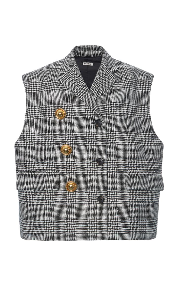 Moda Operandi Miu Miu Checked Cady Vest Size: 36