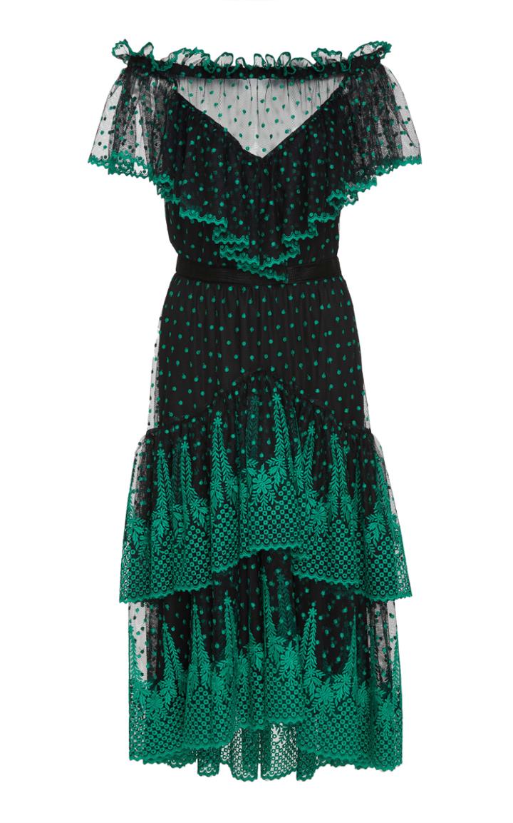 Philosophy Di Lorenzo Serafini Off The Shoulder Polka Dot Midi Dress