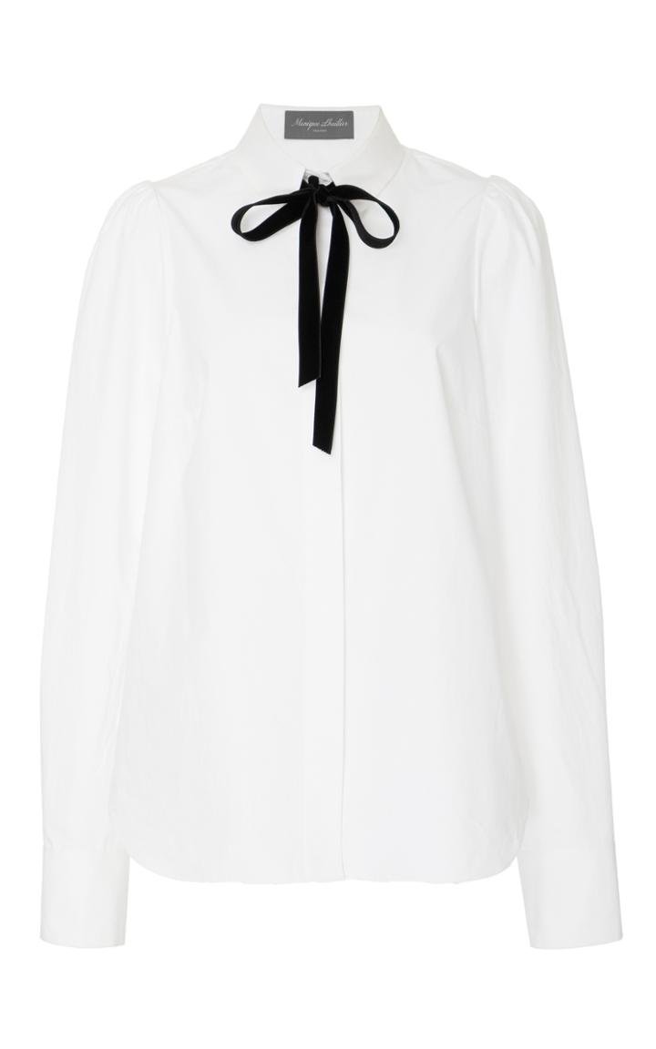 Monique Lhuillier Necktie Long Sleeve Blouse