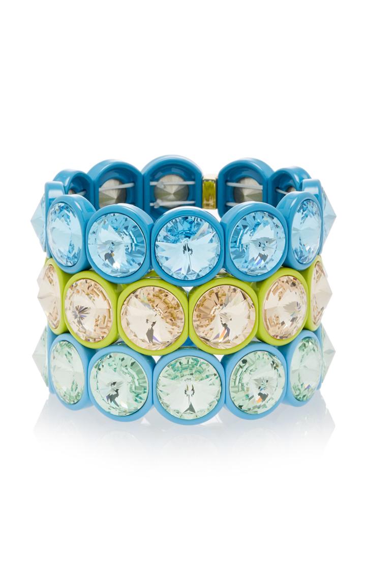 Roxanne Assoulin Set-of-three Hip Hop But Not Lagoon Enamel And Swarovski Crystal Bracelets