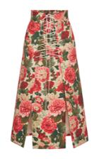 Vilshenko Anfisa Floral A Line Lace Up Skirt