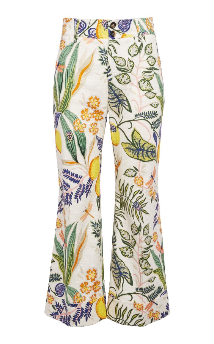 La Doublej Hendrix Printed Cropped Cotton-blend Wide-leg Pants