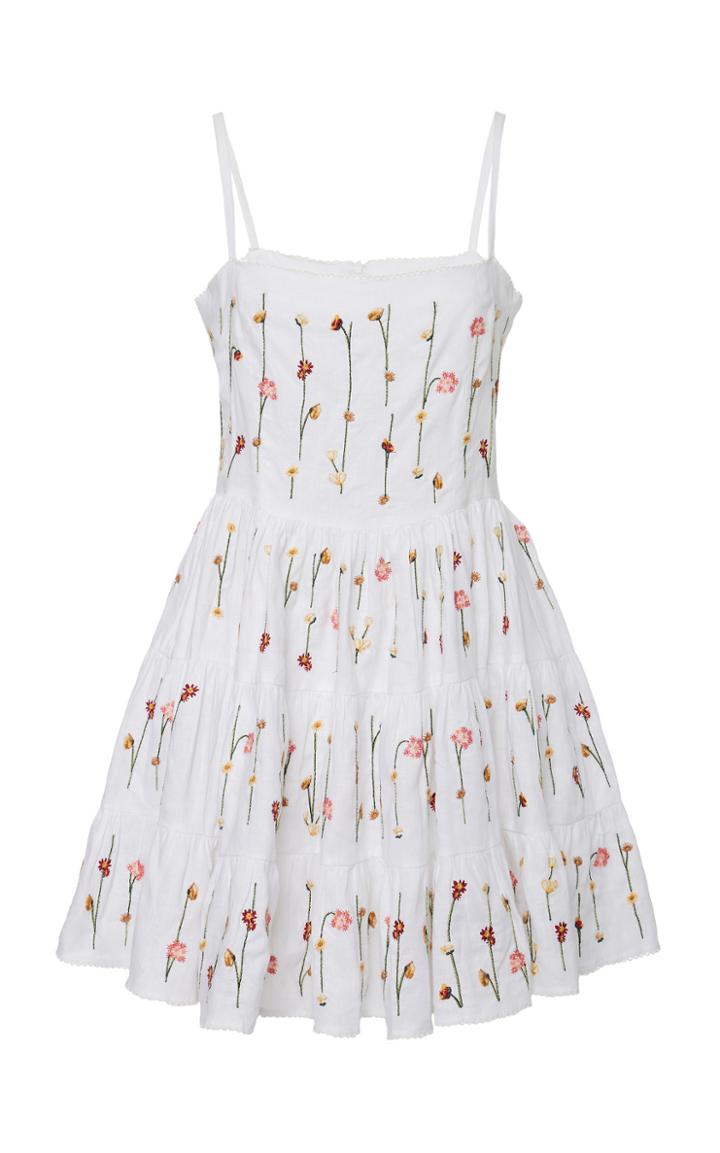 Agua By Agua Bendita Lima Enredadera Embroidered Mini Dress