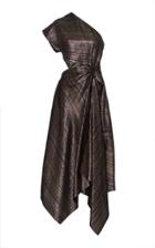 Rosetta Getty Striped Lam One Shoulder Dress
