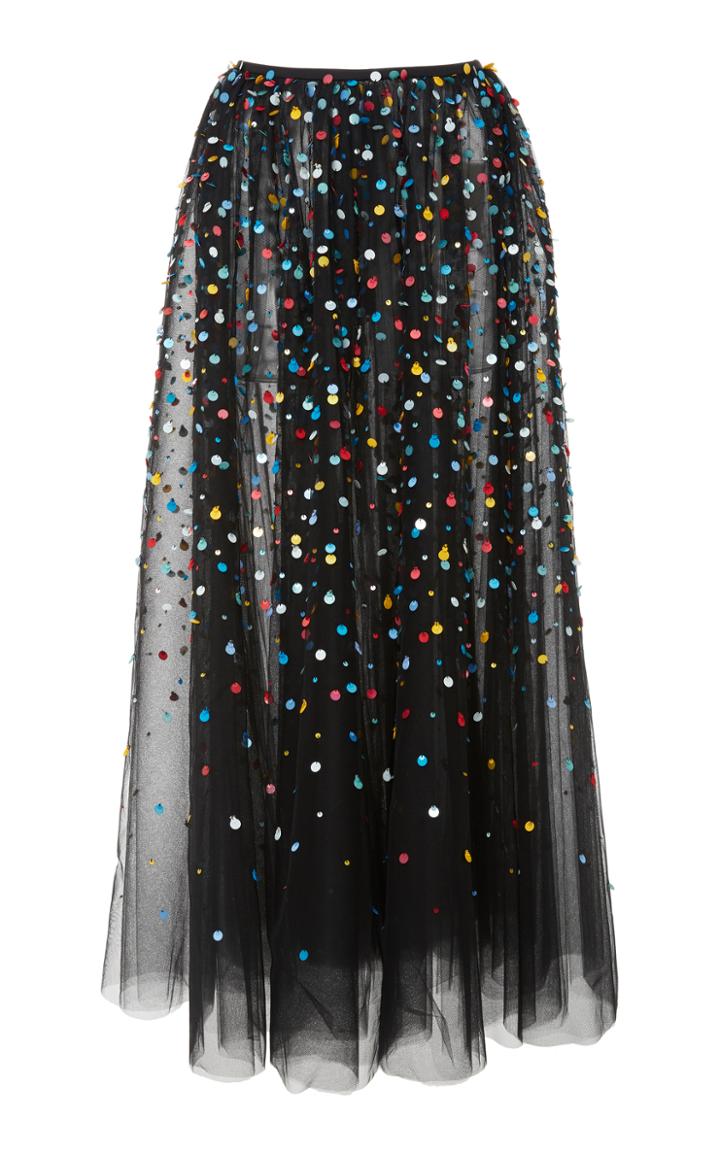 Carolina Herrera Gathered Embroidered Skirt