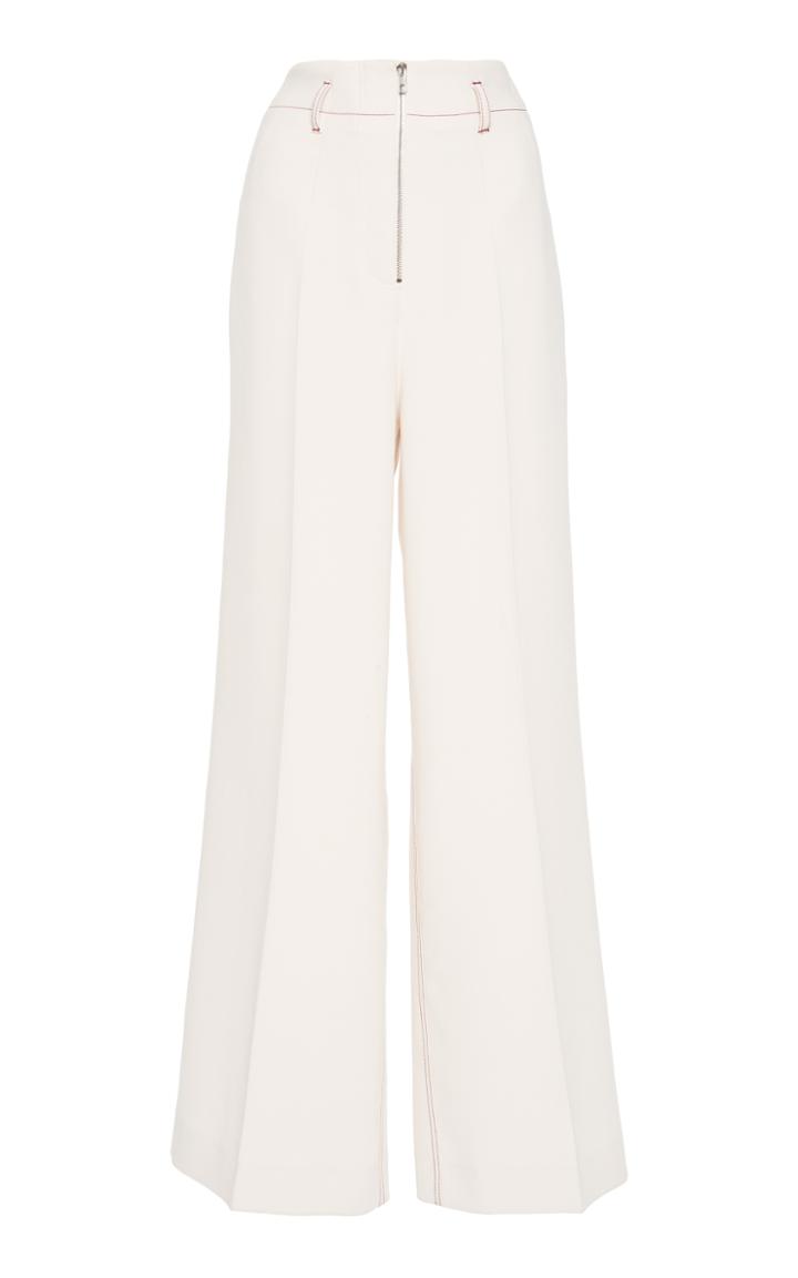 Mrz White Wool Palazzo Pant