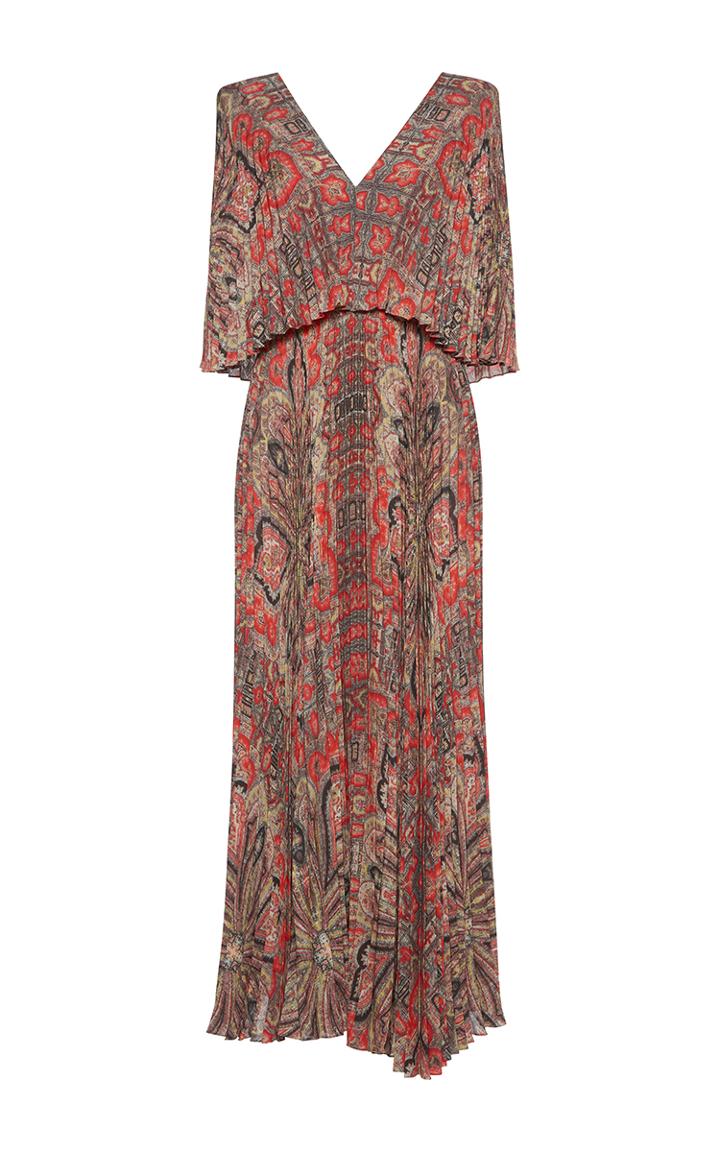 Vilshenko Sylwia Accordion Pleat Overlay Maxi Dress