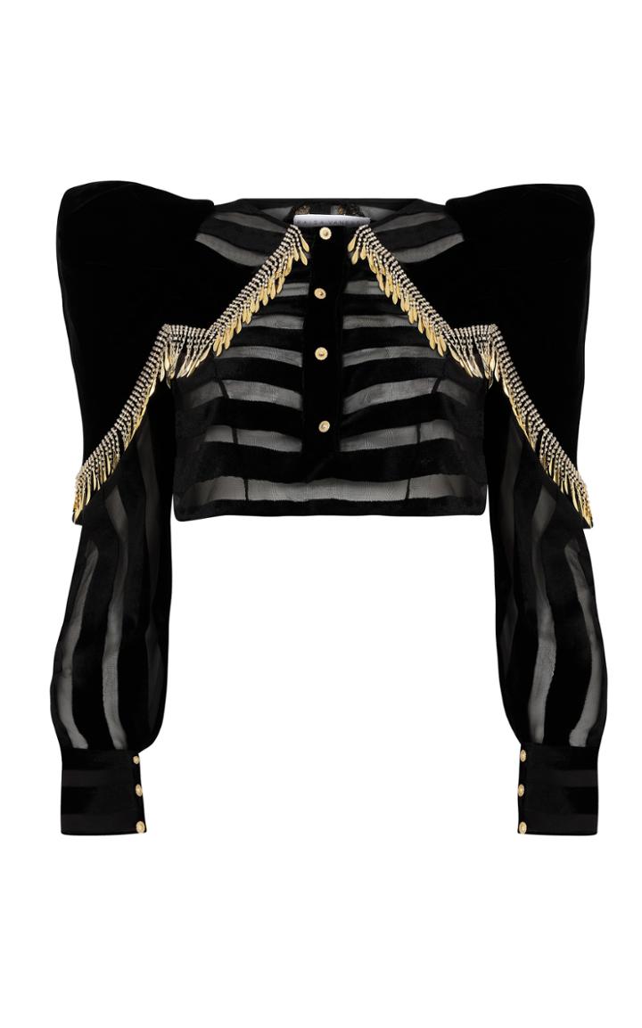 Moda Operandi Raisa Vanessa Fringed Tulle Cropped Top