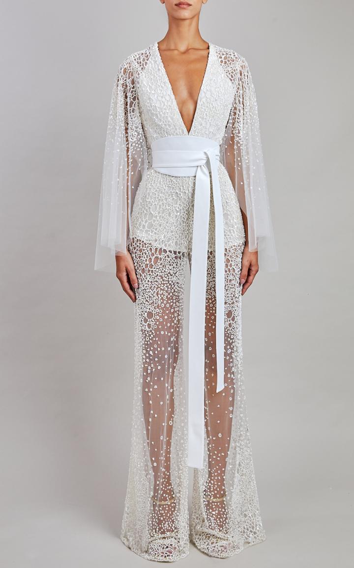 Moda Operandi Elie Saab Bead Embroidered Jumpsuit