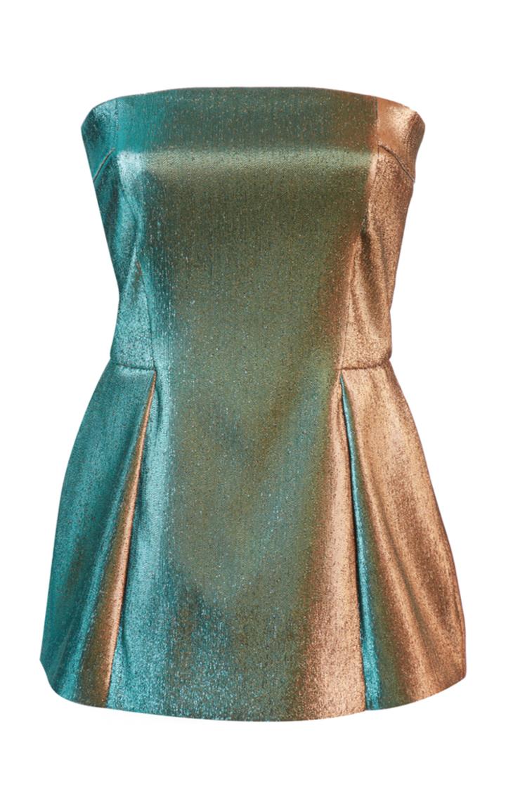 Roberto Cavalli Strapless Lam Peplum Top