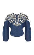 Razan Alazzouni Denim Embellished Top