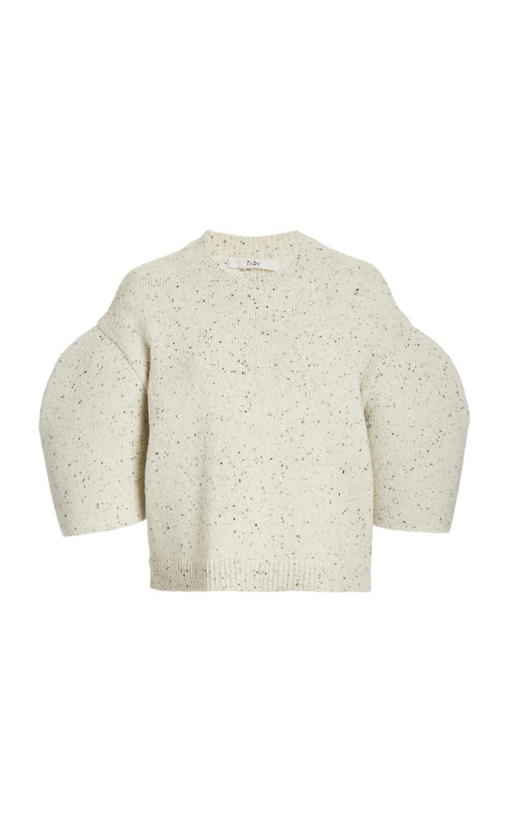Tibi Cropped Mlange Wool-blend Sweater