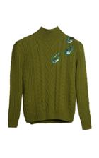 Yanina Demi Couture Embellished Cable Knit Turtleneck