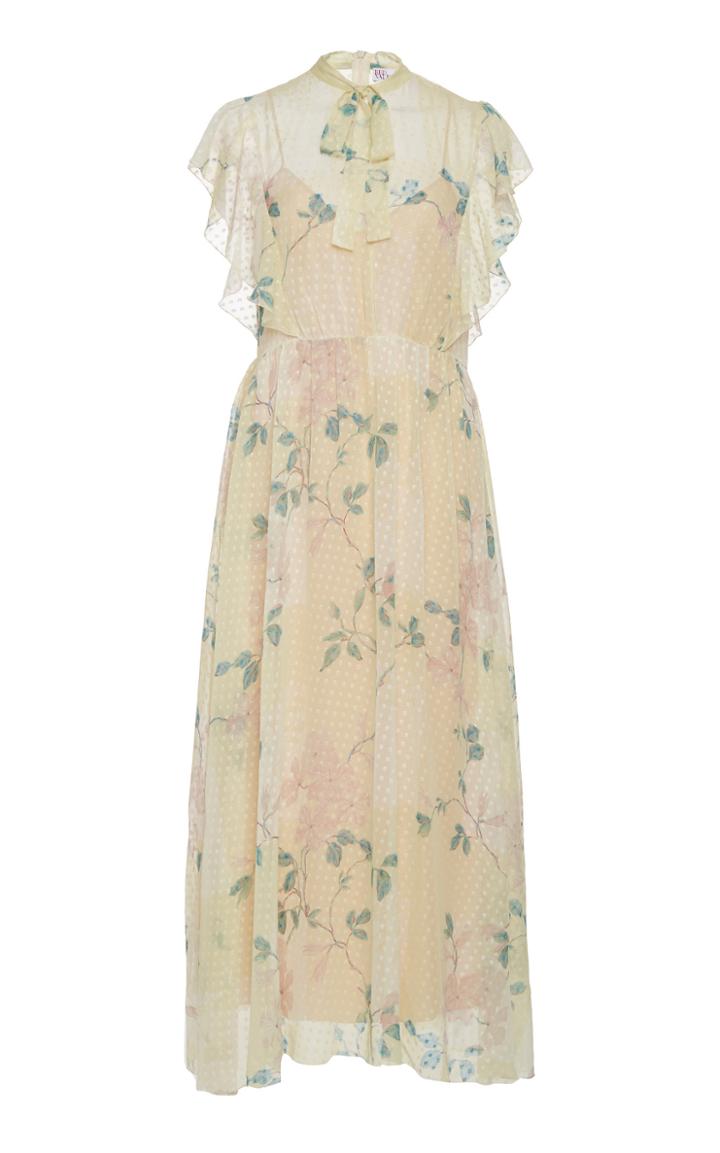 Red Valentino Ruffled Floral Print Dress